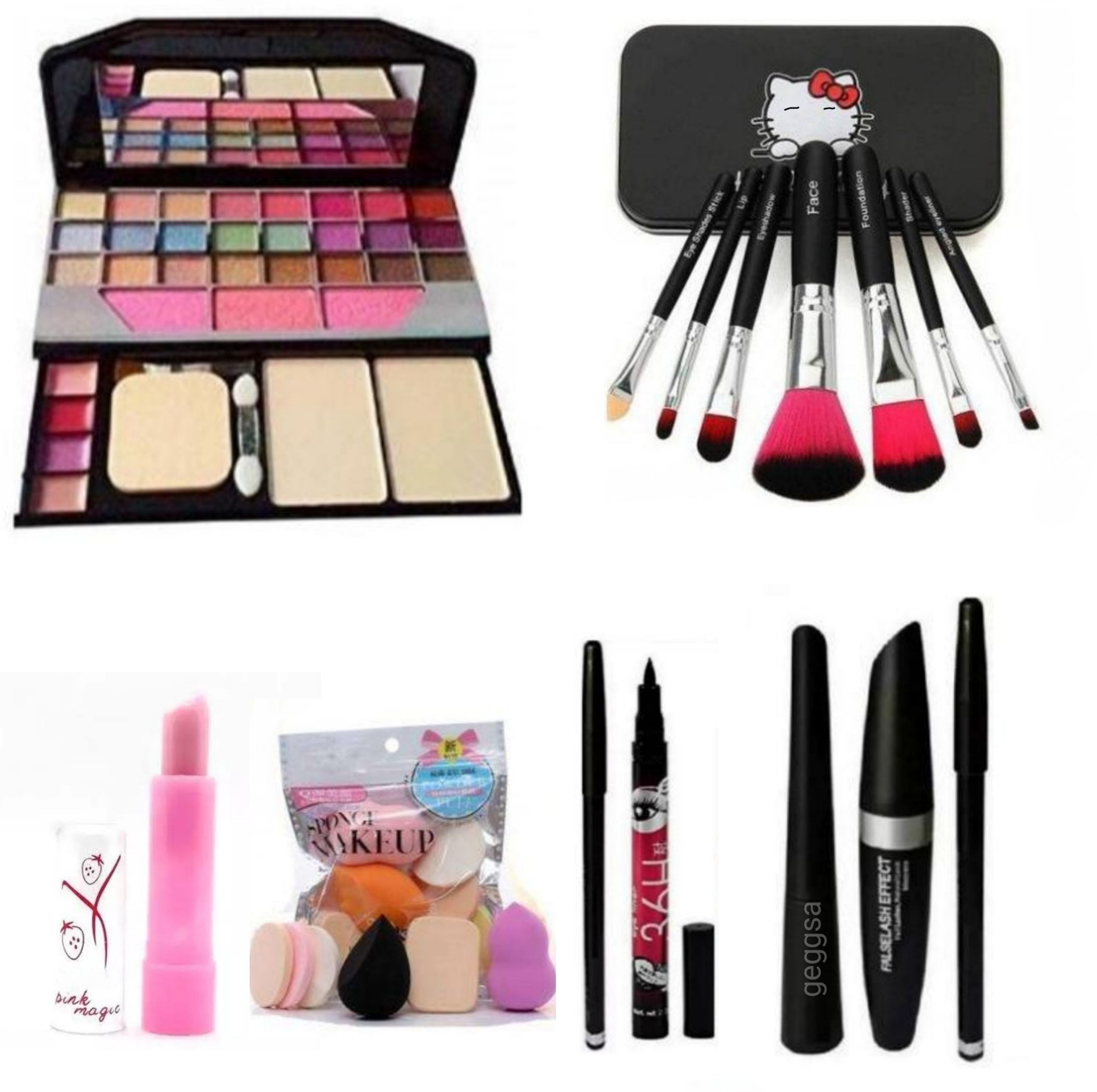 Makeup Kit Eyeshadow, 7 Brushes, 3in1 Mascara, Puffs, Kajal, Eyeliner, Lip Balm-image-43