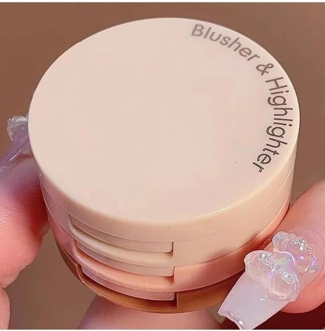 All in One 3in1 Makeup Mini Kit | Eyeshadow, Highlighter, Blusher with Mirror-image-34