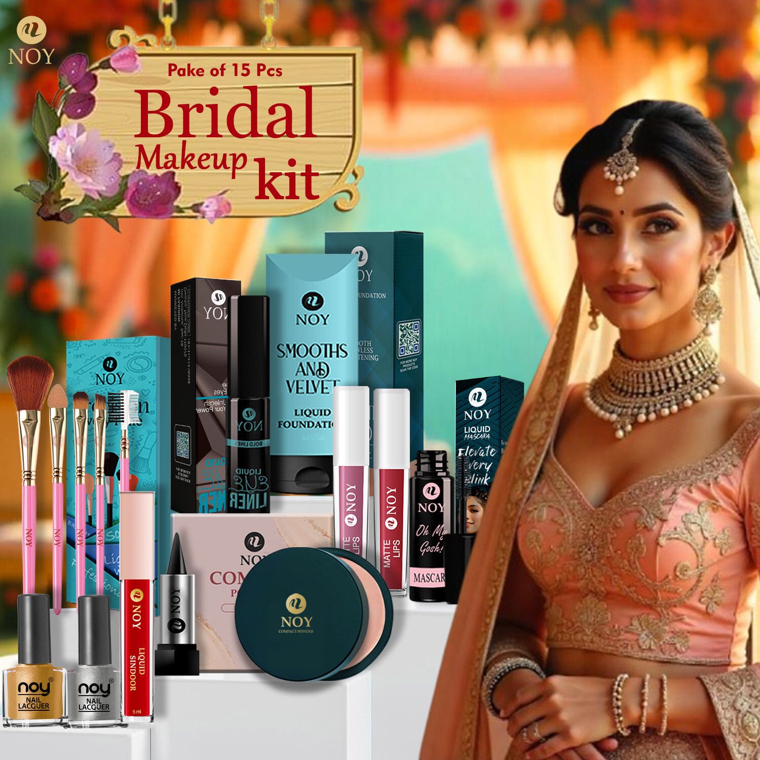 Bridal Hd Makeup Kit With Waterproof Lipstick, Mascara & Matte Effect-image-12