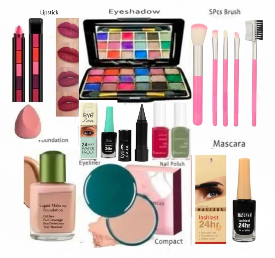 jnoni eyeshadow with eyeliner mascara kajal lipstick nail polish compact & foundation-picture-20