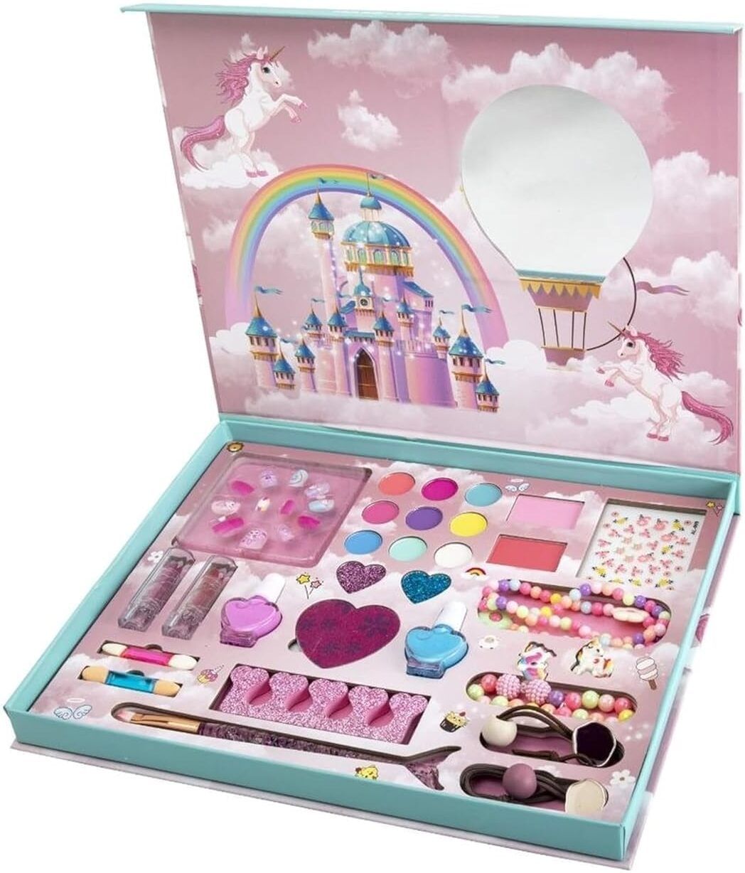 u & me cart Unicorn Makeup Kit for Girls, Kids Pretend Play Cosmetic Set with Mirror-picture-30