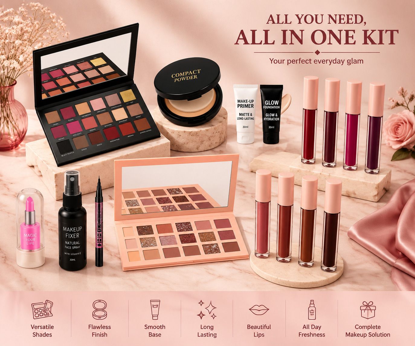 lipoxie Complete Makeup Combo Kit With Lipstick Set, Eyeshadow & Face Makeup Kit-picture-32