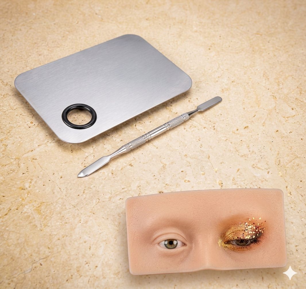 glowsync Stainless Steel Makeup Mixing Plate with Eye Make Up Practice eye dummy-picture-27