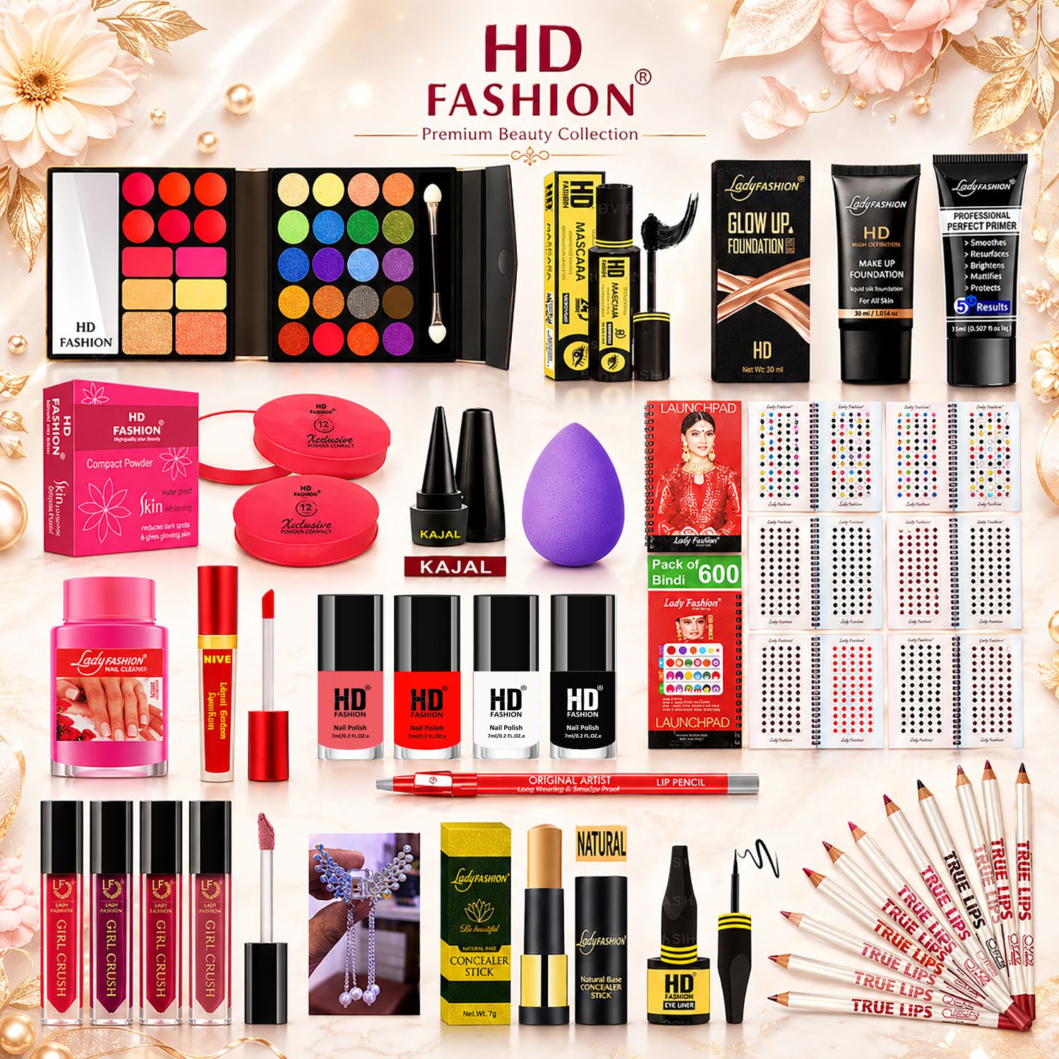 hd fashion 34 Pcs All in one makeup kit for Women, Party Wear Makeup Kit Full set 2804a24-picture-15