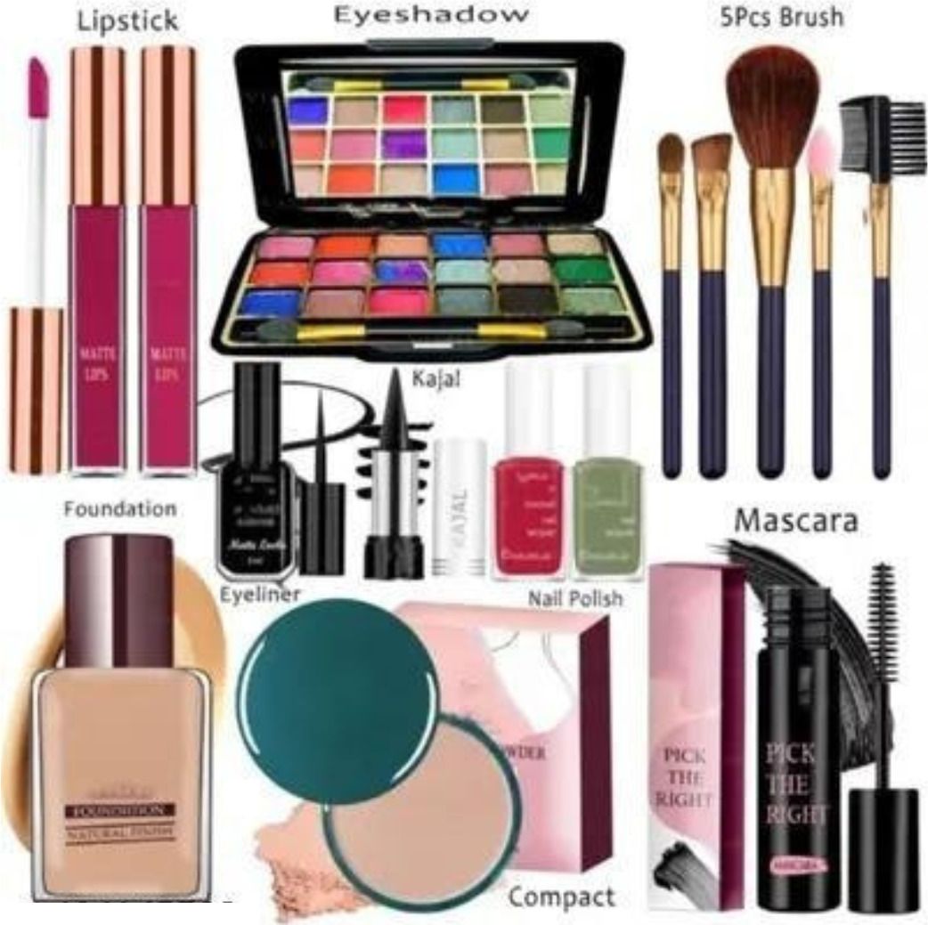 all in one face makeup kit mini eyeshadow makeup brushes foundation compact