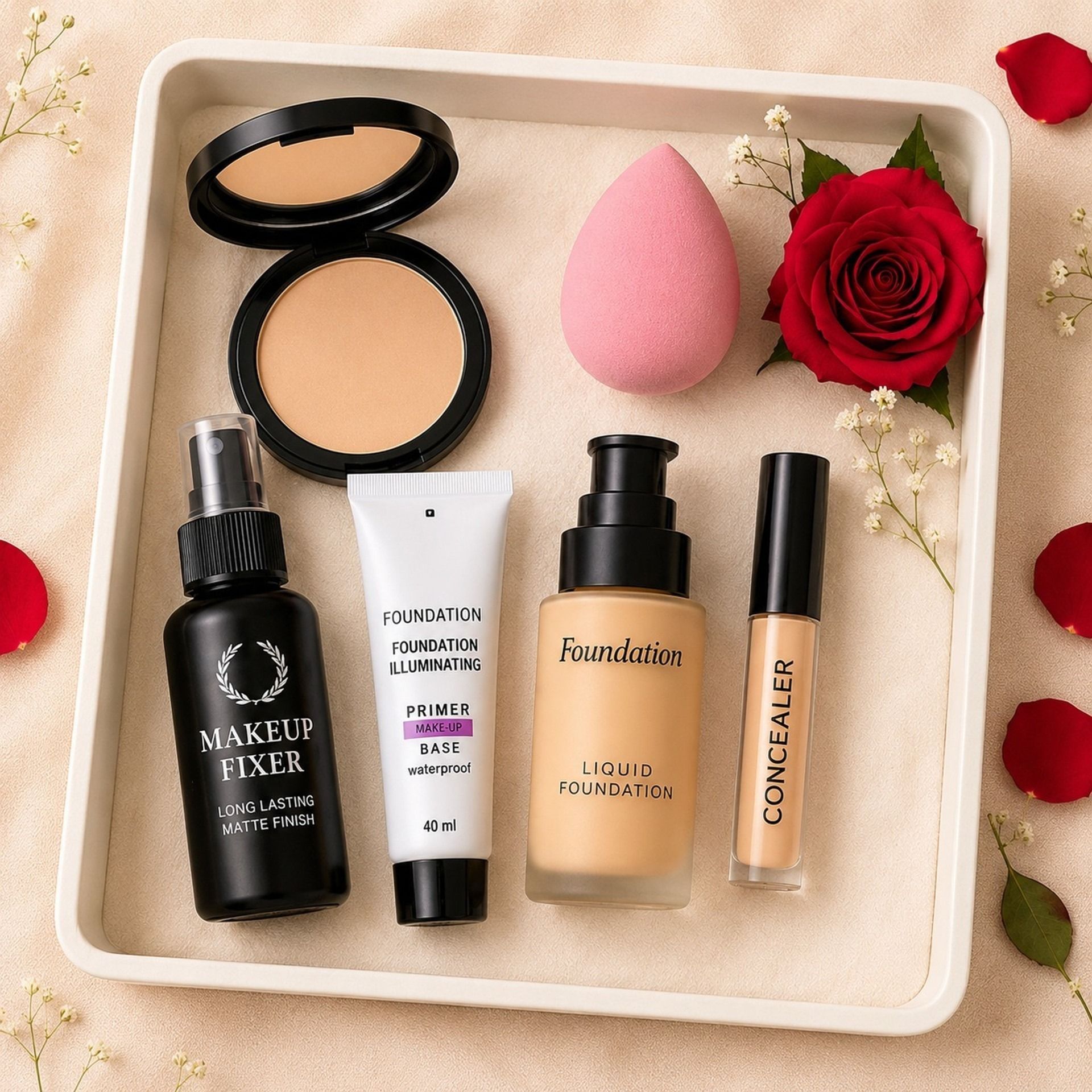 Full Face Makeup Kit with Primer, Foundation, Concealer, Compact & Fixer-image-37