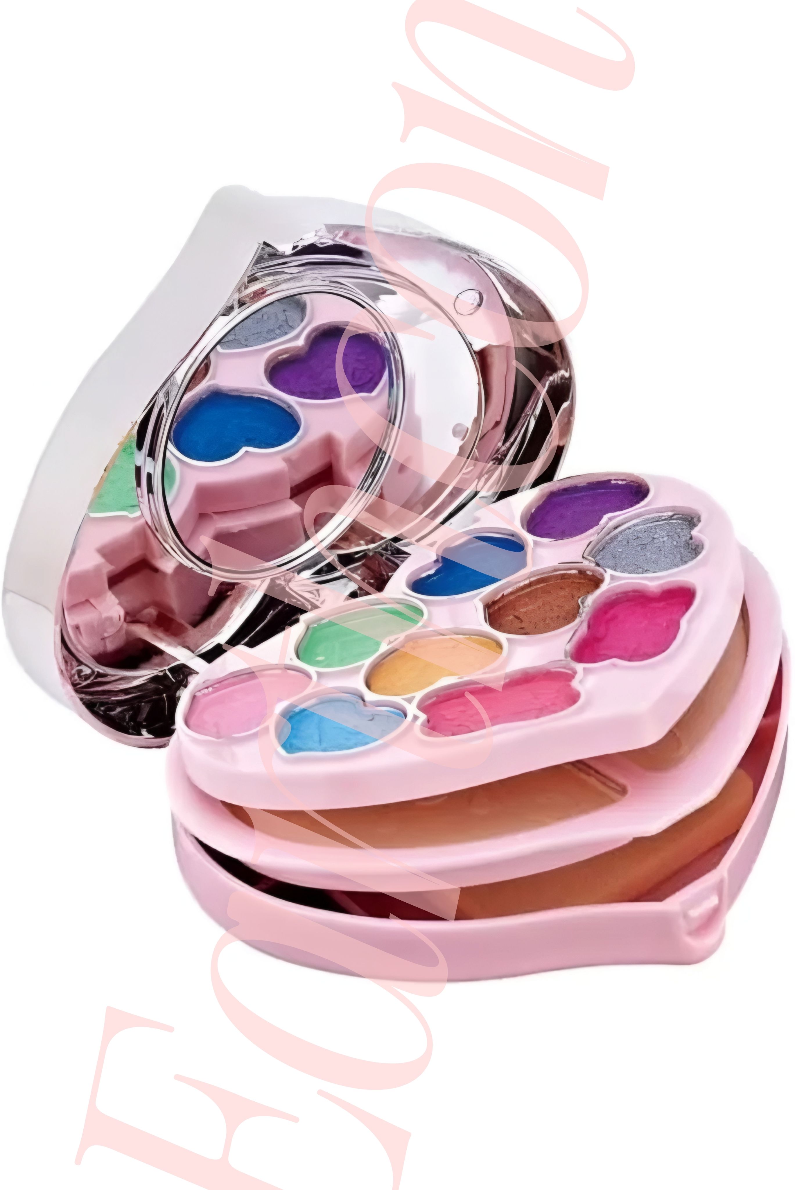 Heart Shape Makeup Kit Eye shadow Lip Gloss Mirror Contour Powder Puff-image-5
