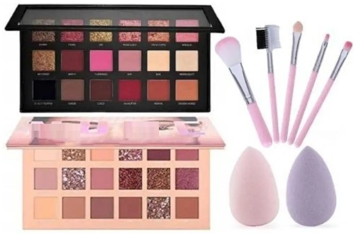 zedal New & Rose Gold Eyeshadow Palette Shimmery Finish, 5Pcs Brush Puff-picture-19