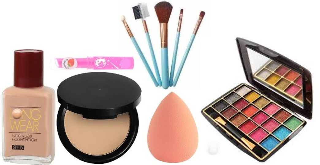swenky eyeshadow with compact foudation lip balm & makeup brush image 1