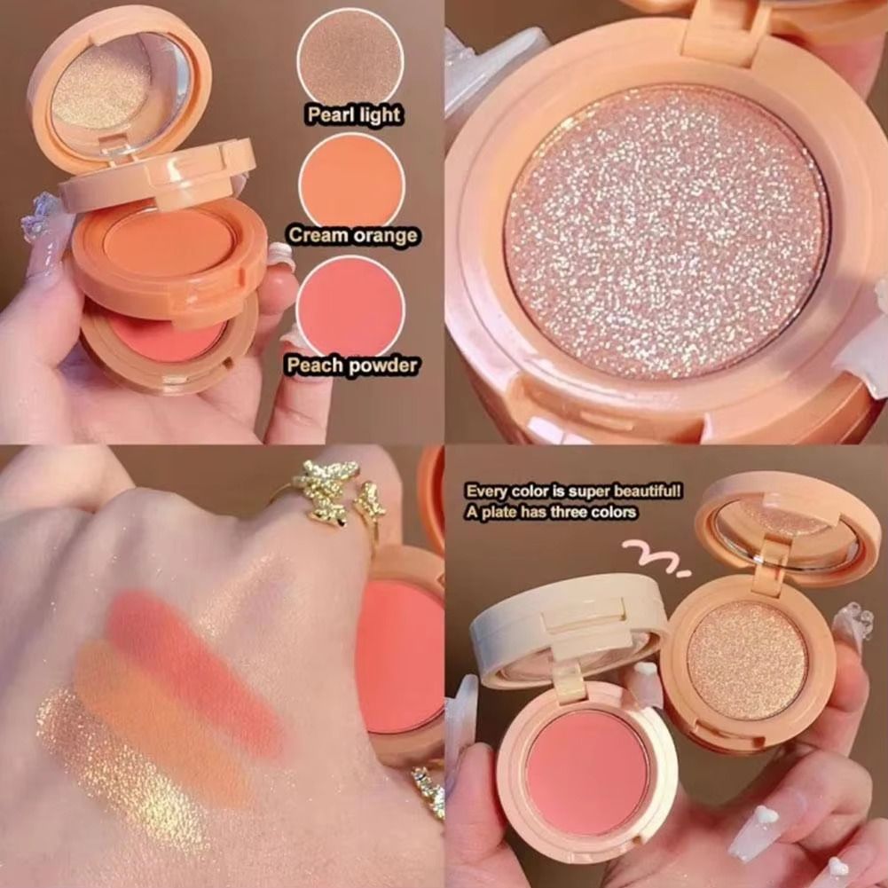 thtc Eye Shadow And Highlighter 3 in 1 Palette Pearly Shiny Face Makeup Kit-picture-29