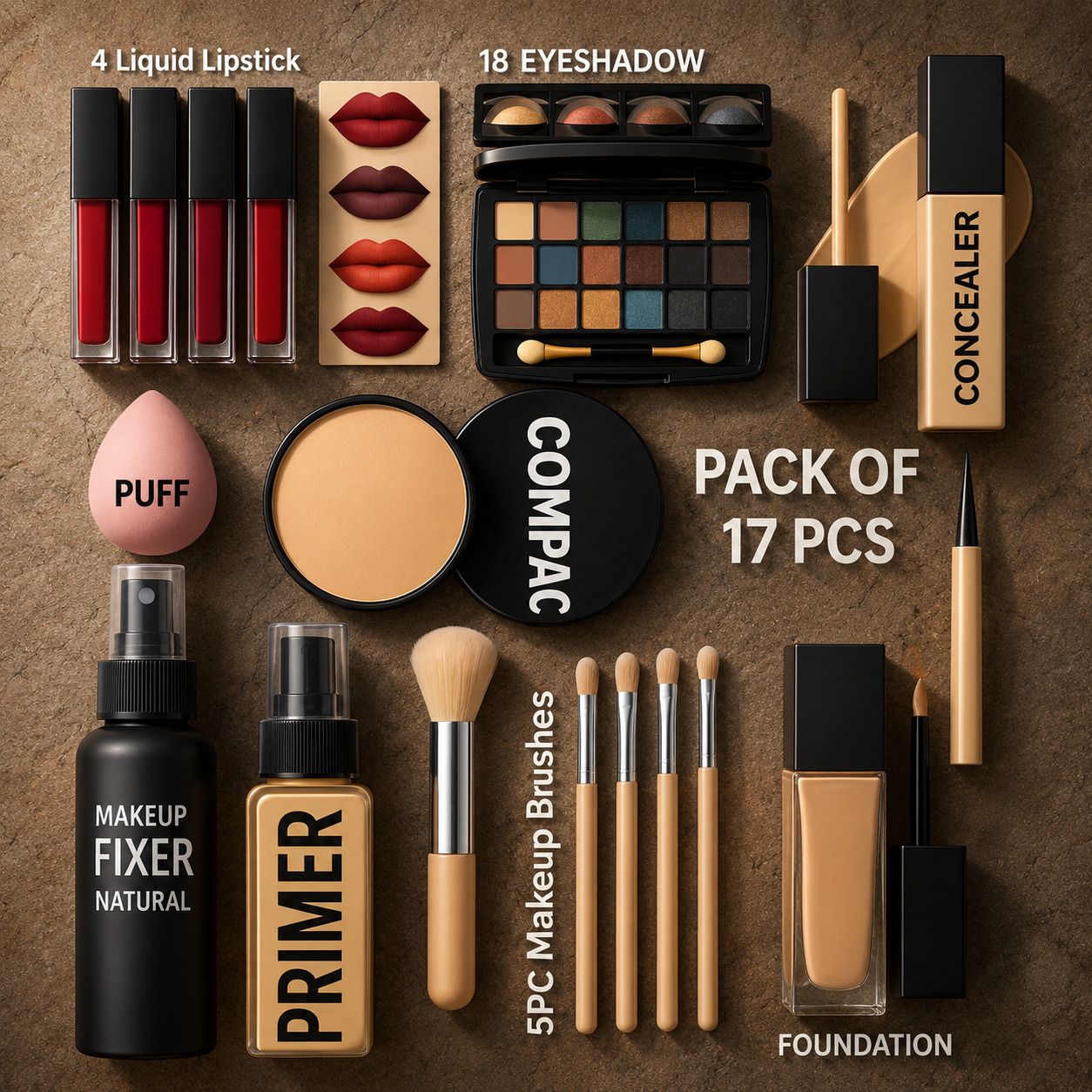 glow it 17 Pcs Complete Makeup Combo Kit with Beauty Essentials-picture-21