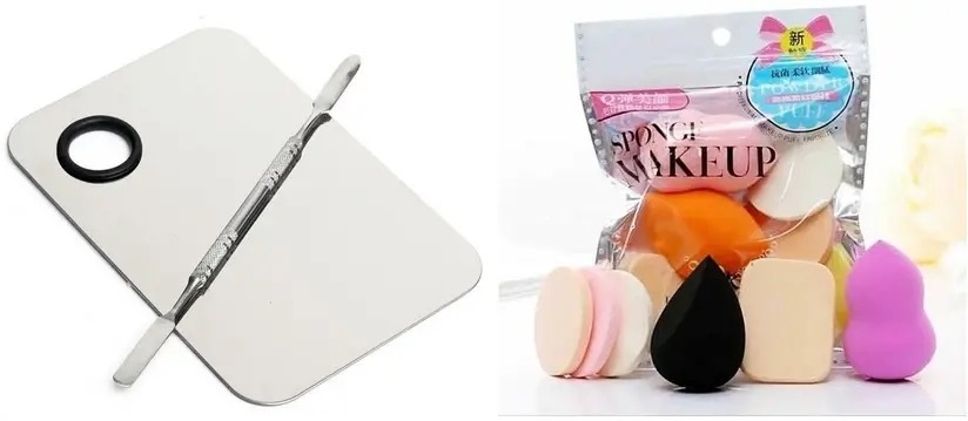 l Cosmetic Makeup Mixing Palette with Spatula Beauty Blender Makeup Sponge-image-8