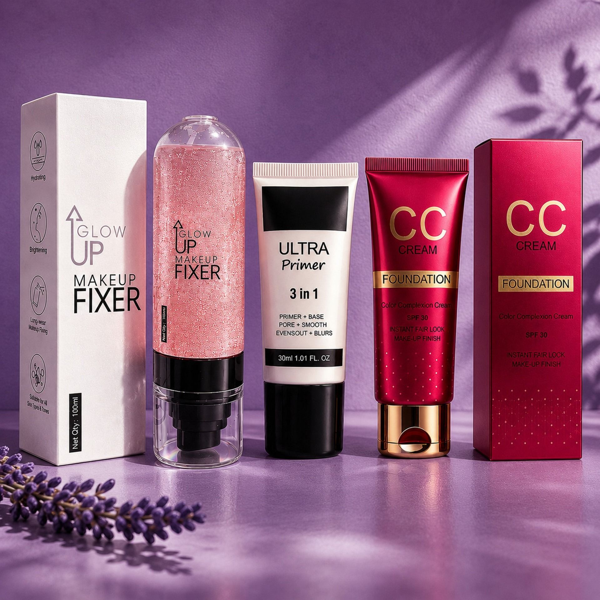 Makeup Base Combo Kit with Primer, CC Cream & Makeup Fixer for Women-image-21