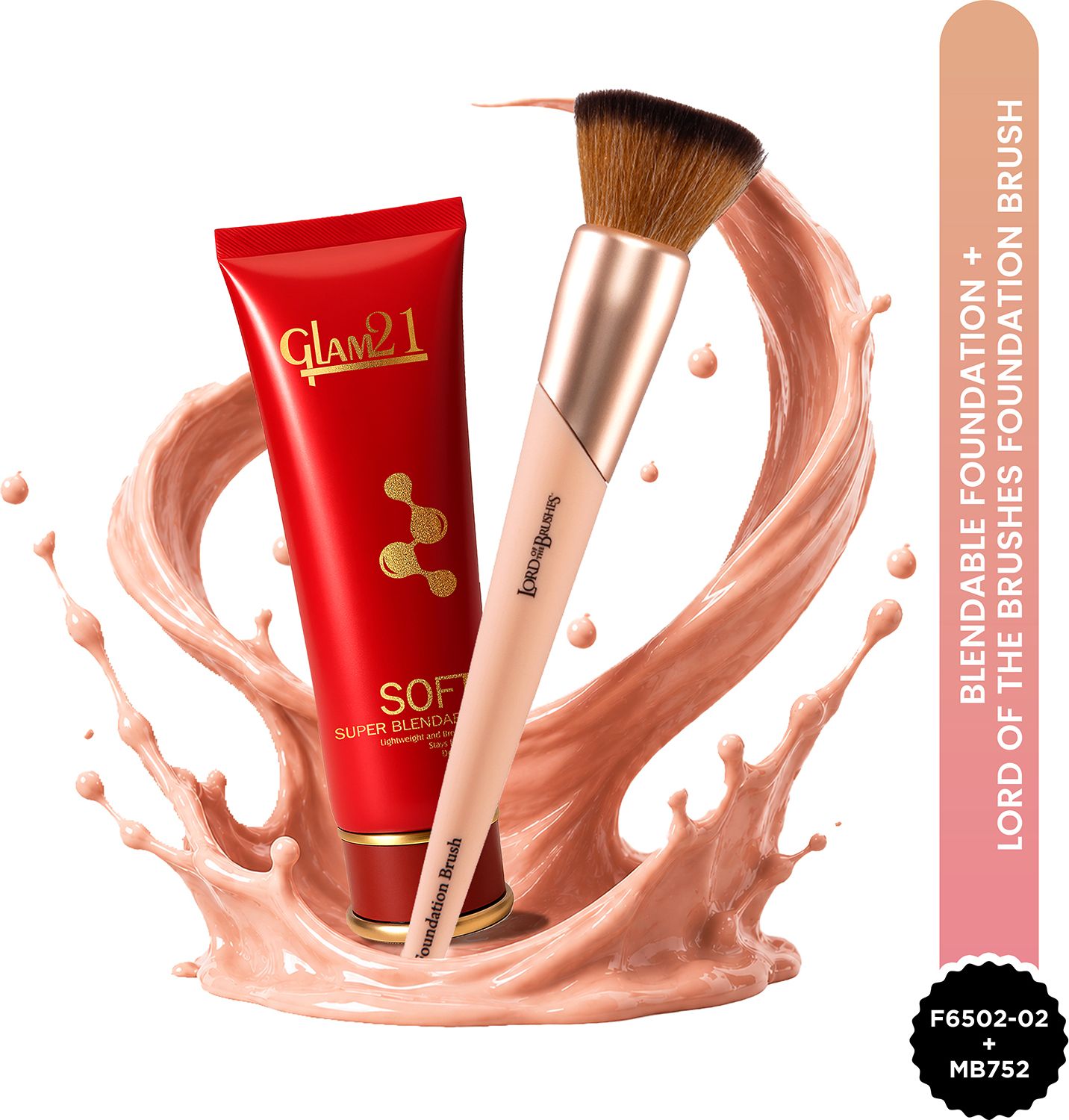 glam21 Blendable Foundation-Natural & Brush Combo|Full coverage foudation & dewy finish-picture-31