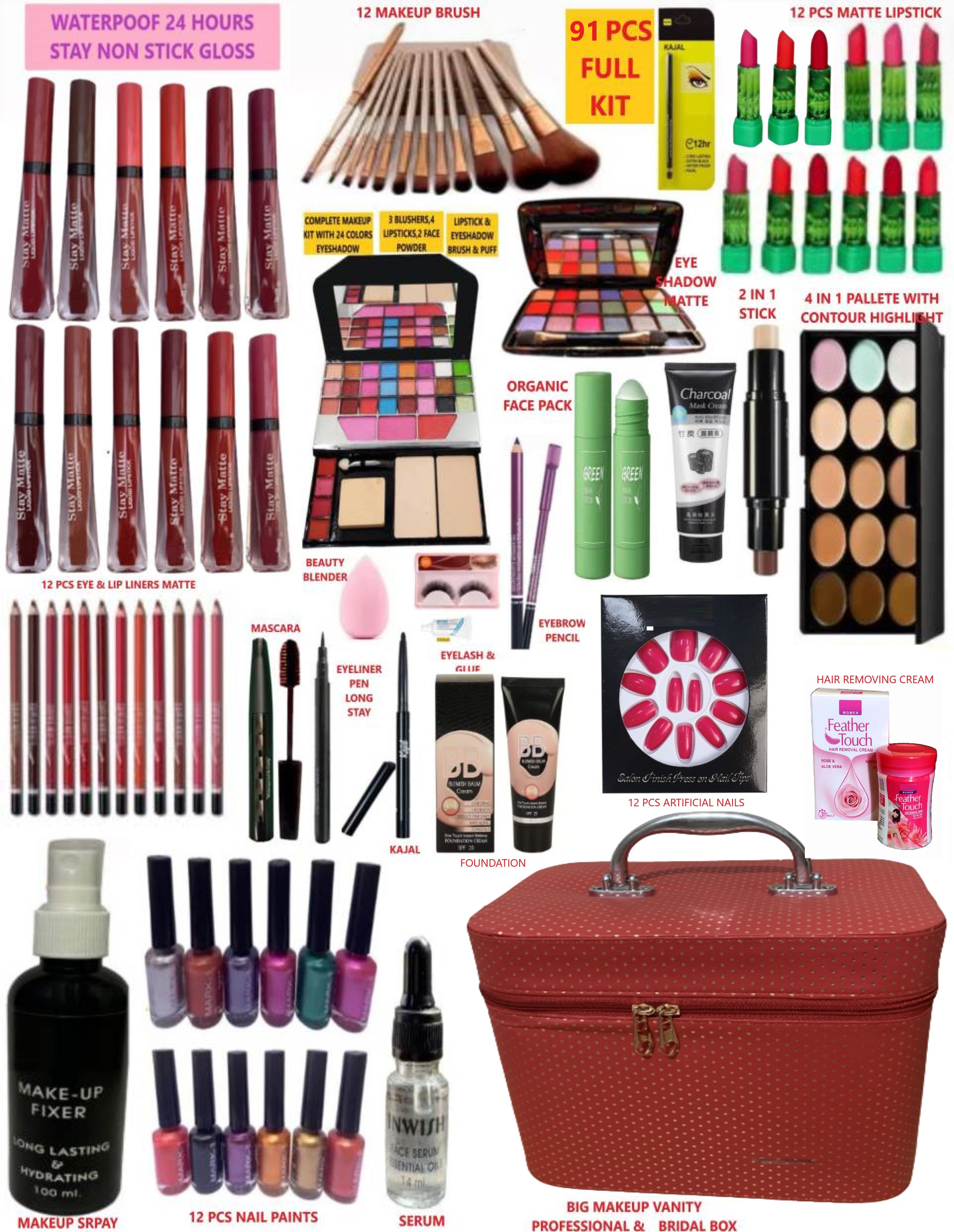 All new 3D makeup kit with makeup box set of 91 waterproof products-image-41