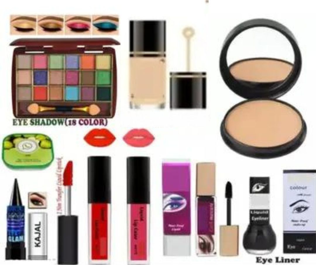 makeup kit full set for women | eyeshadow foundation lipstick eyeliner mascara