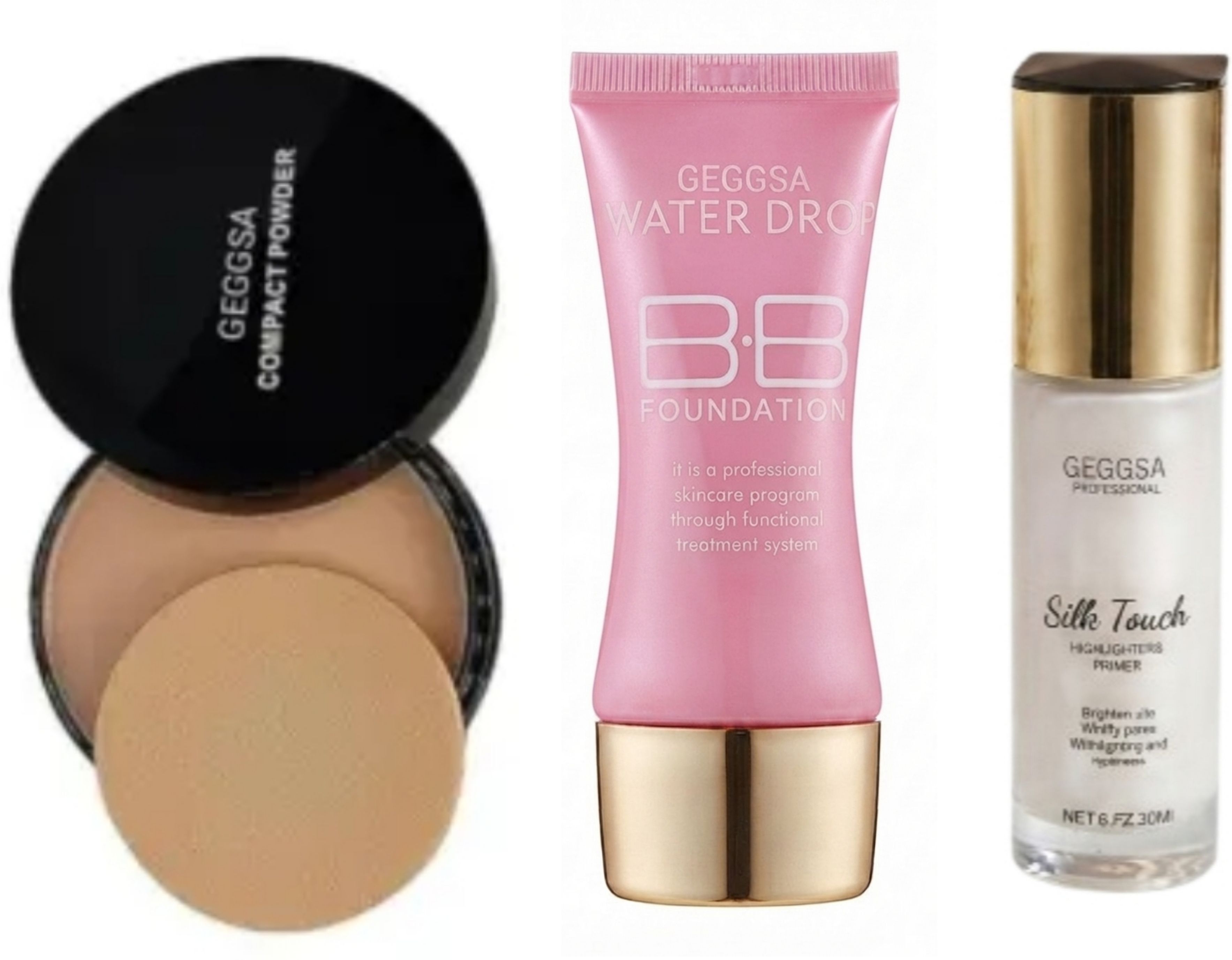 geggsa Face Makeup Compact Powder with BB Cream Foundation and Highlighting Primer-picture-28