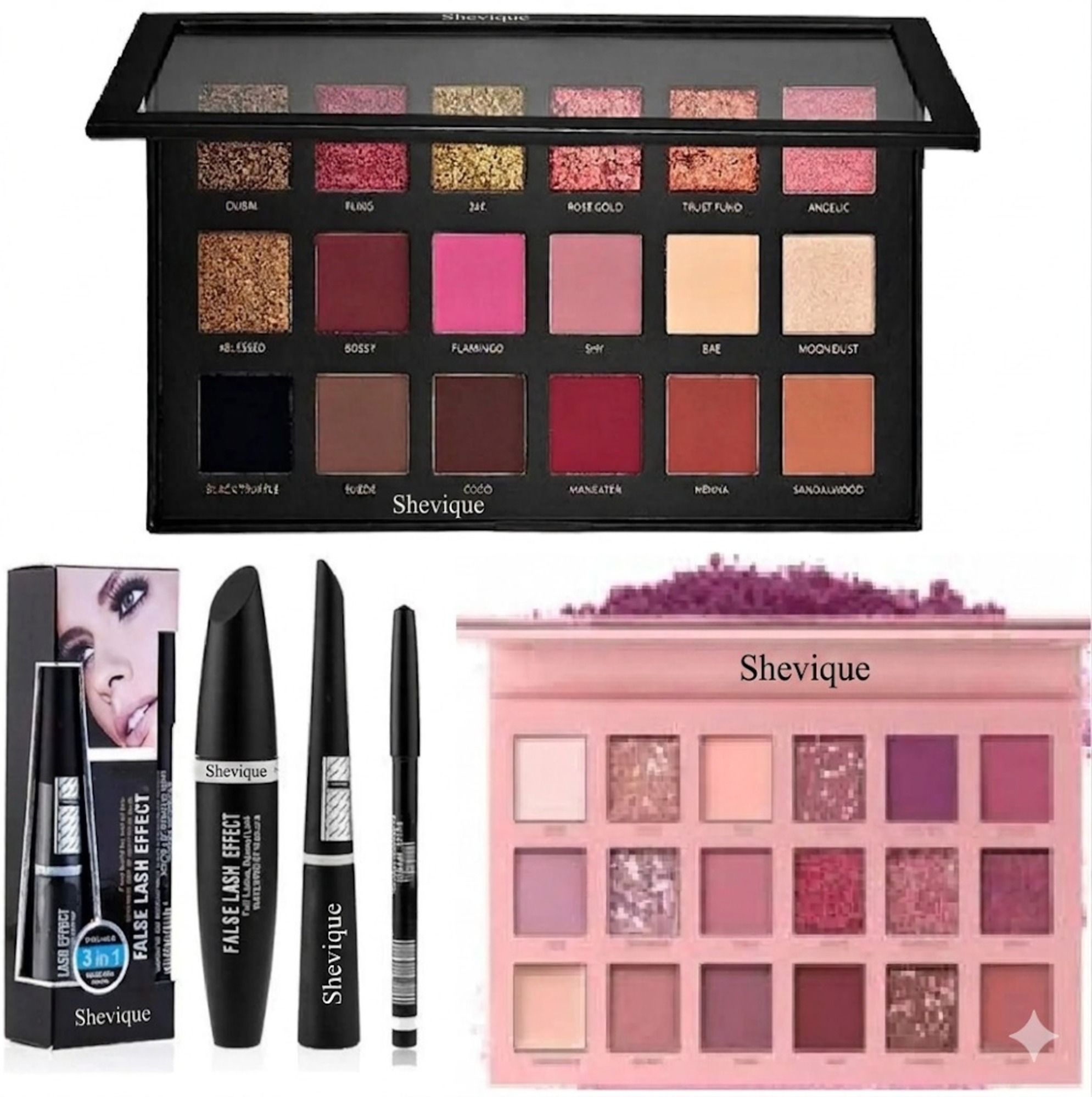 shevique 18 colors remastered Rose and Nude eyeshadow with 3 in1 mascara-picture-38