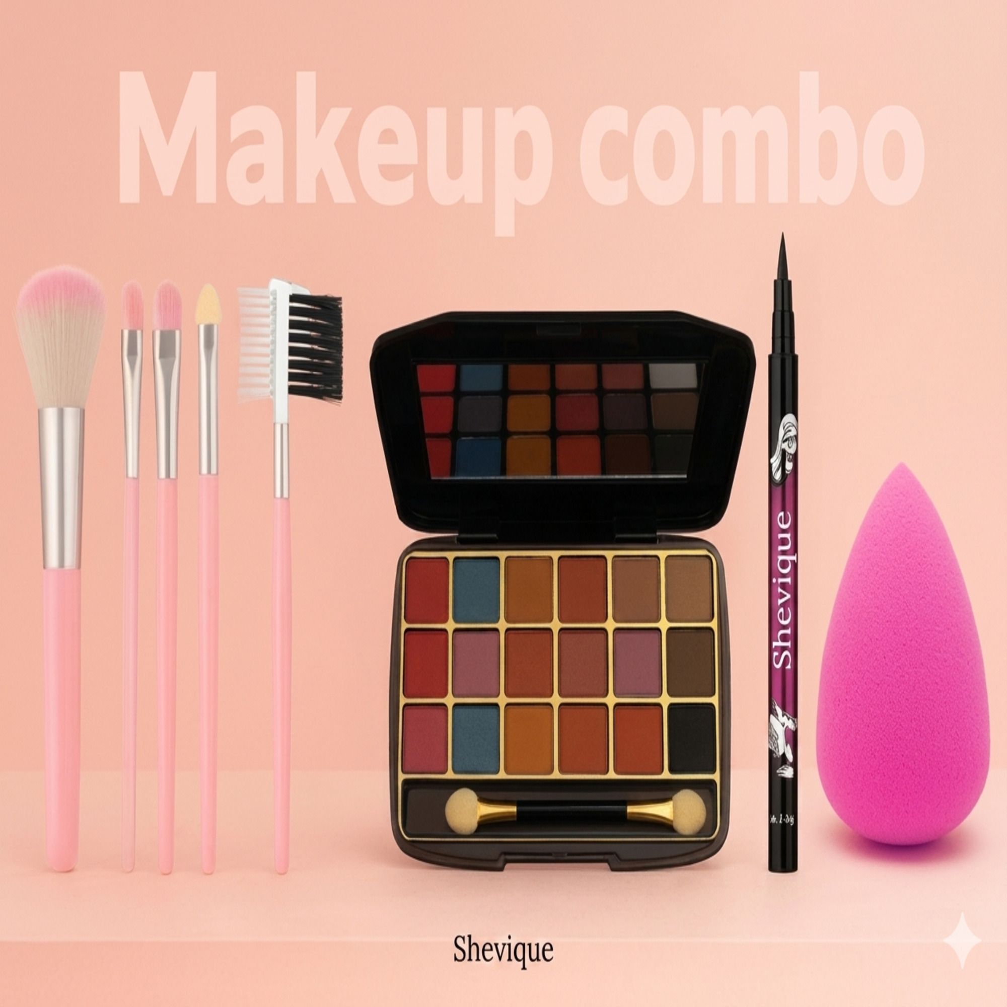 shevique Mini Eyeshadow with 5 pcs brush, eyeliner and puff-picture-31