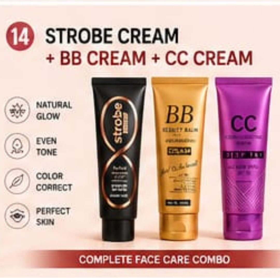 3 Pcs Face Makeup Combo Kit with Strobe Cream, BB Cream & CC Cream for Women |-image-17