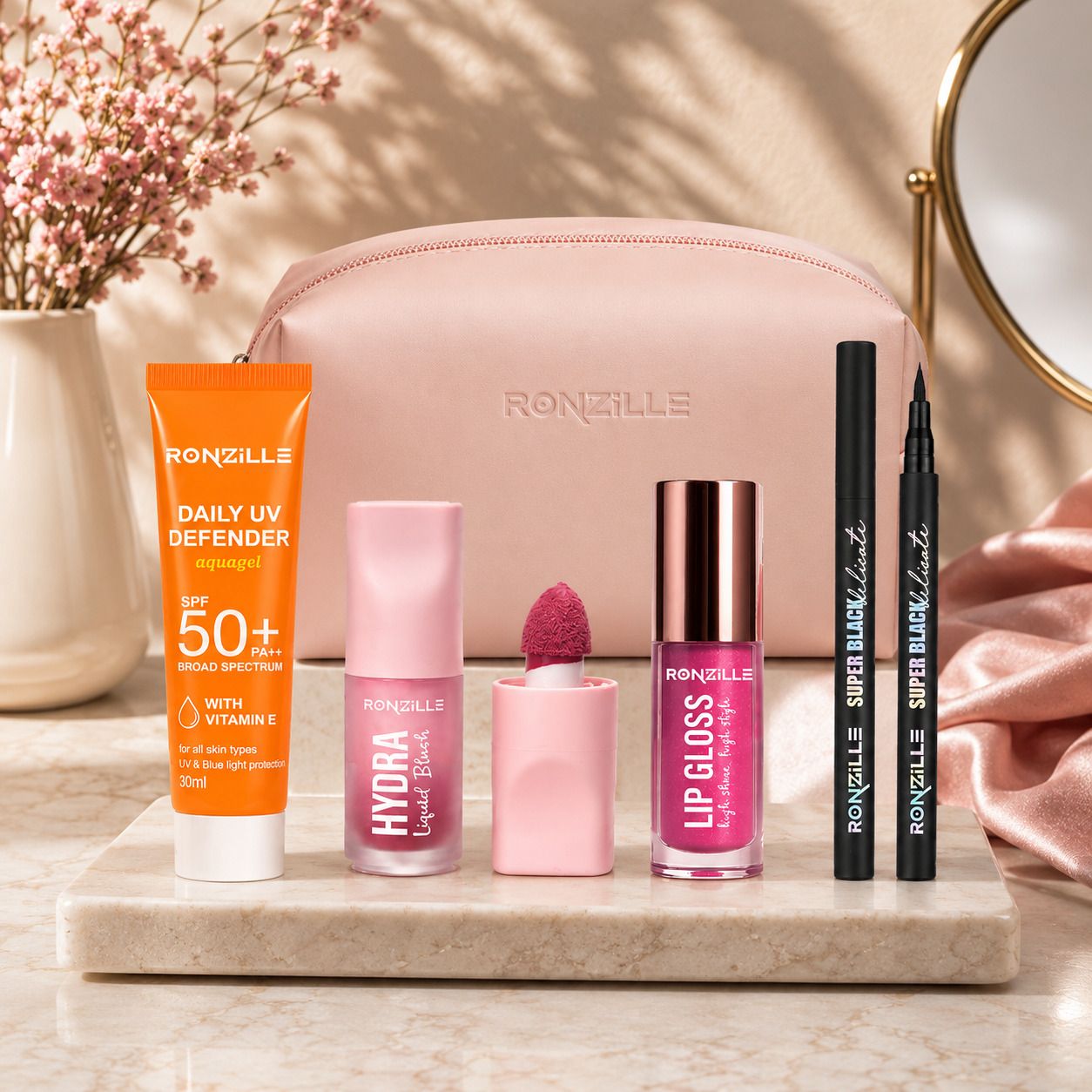 Makeup Gift Set for Women | Sunscreen, Liquid Blush, Lip Gloss & Eyeliner-image-11