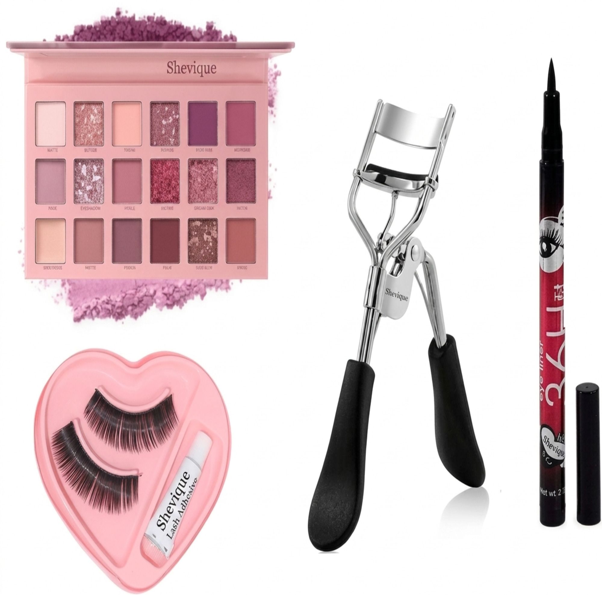shevique 18 multicolor eyeshadows with curler, fake eyelashes and eyeliner-picture-34