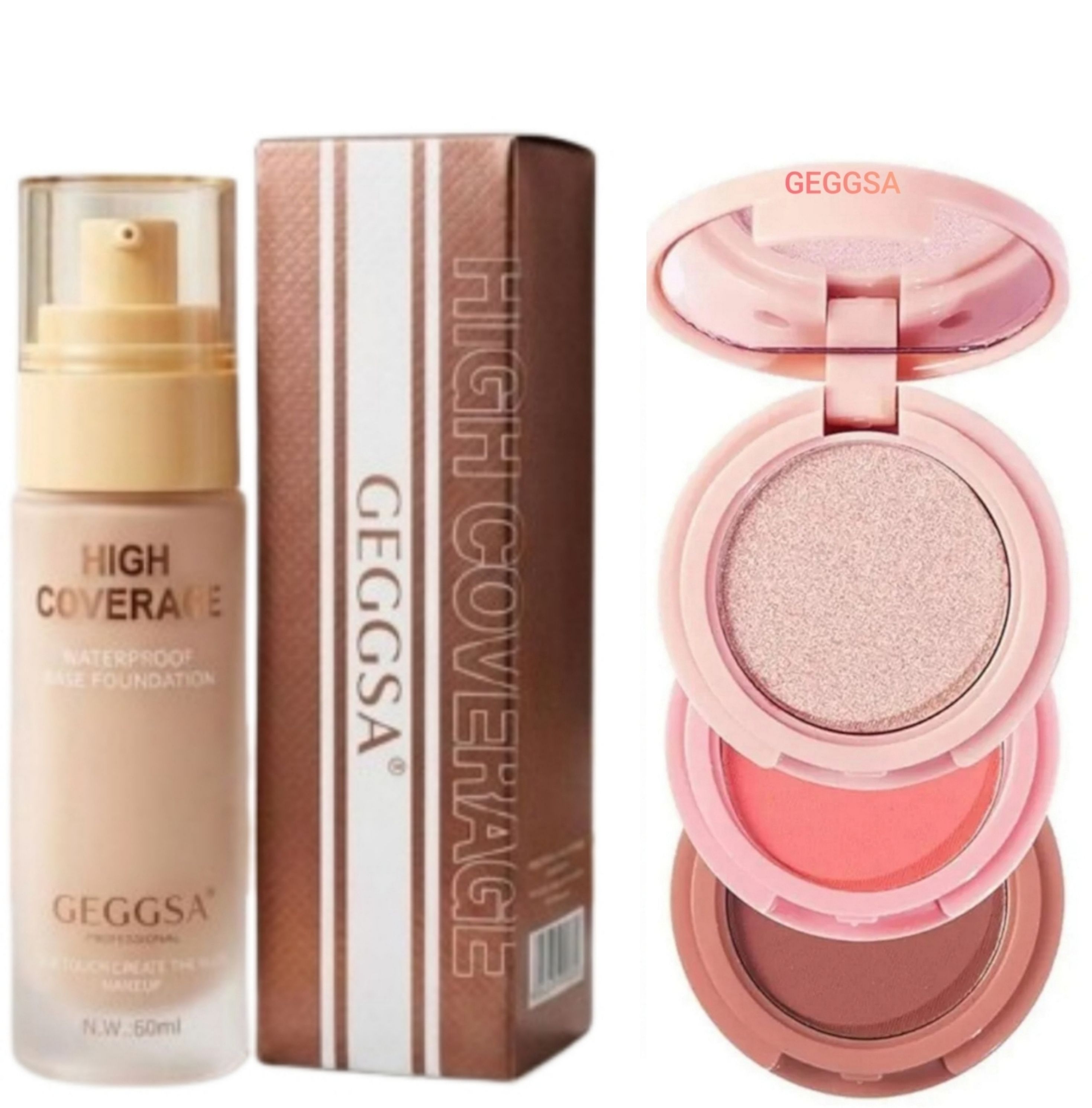 High Definition Makeup Foundation for Girls 30ml with 3in1 Blusher & Highlighter-image-33