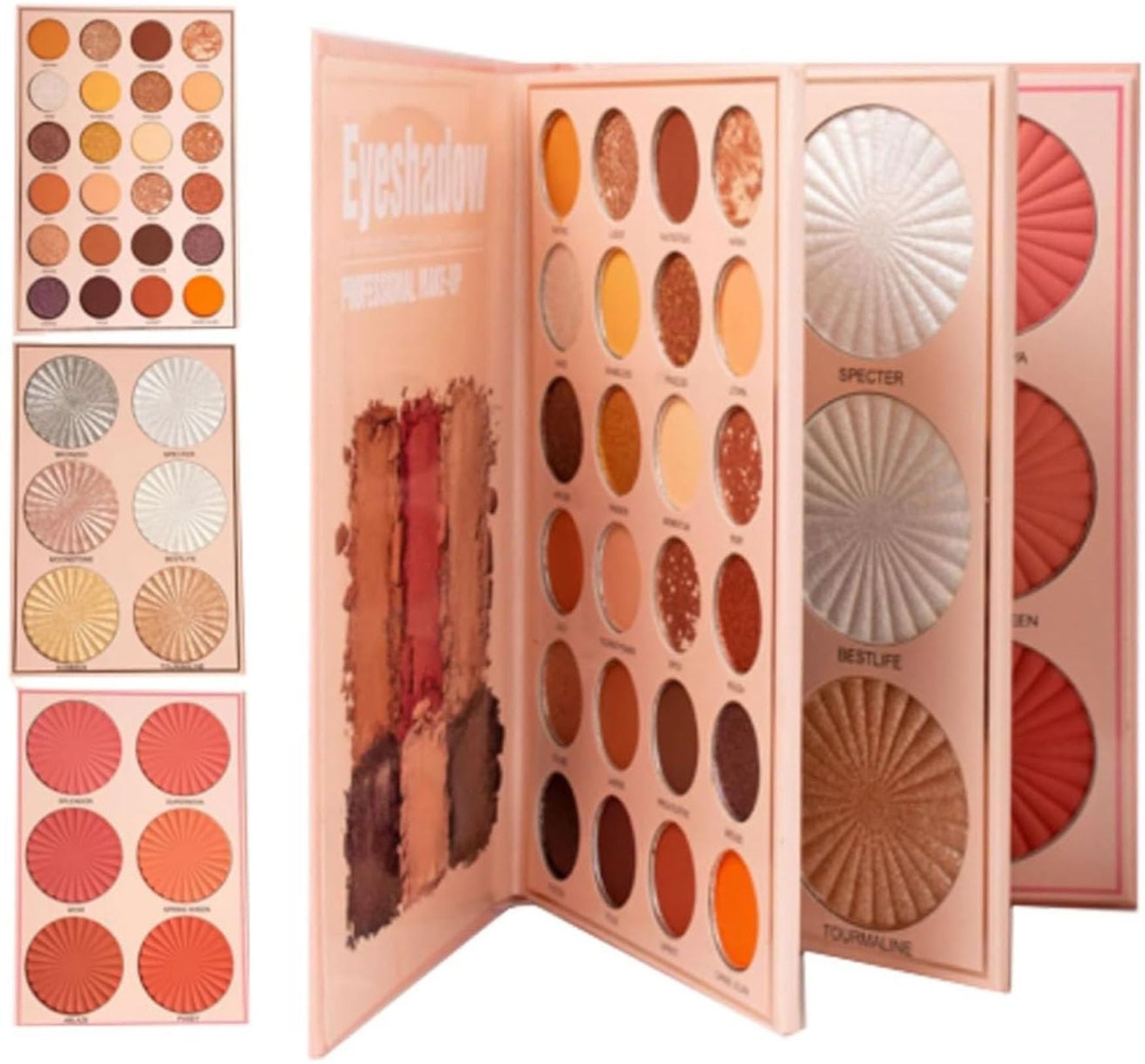 All in One Makeup Book Kit Set Eyeshadow Palette, Highlighter, Blush for women