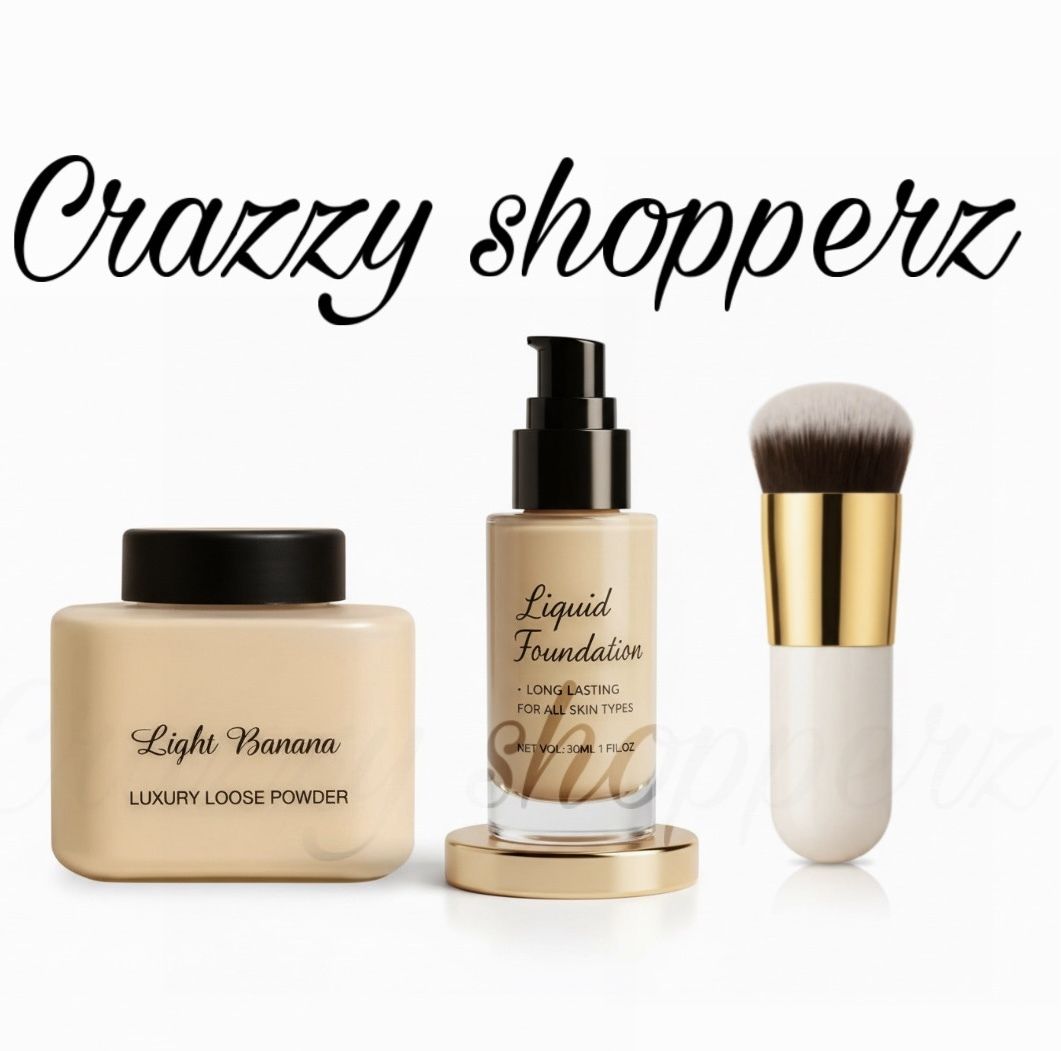 makeup combo of high coverage foundation brush and banana loose powder-image-16