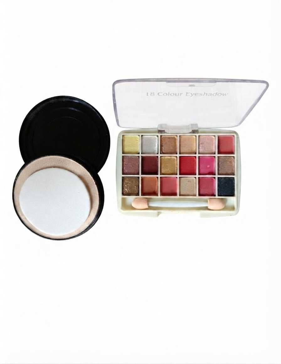 18 Shade Eyeshadow Palette with Compact Powder Makeup Kit for Women-image-47