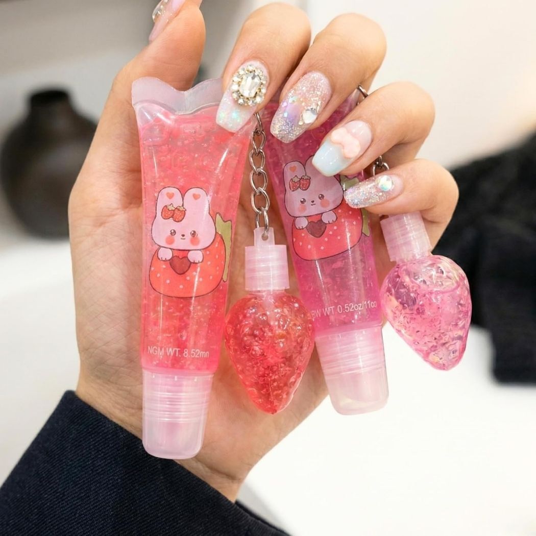 fitbyte 2 in 1 Cute Tube Lip Gloss Keychain for Girls-picture-11