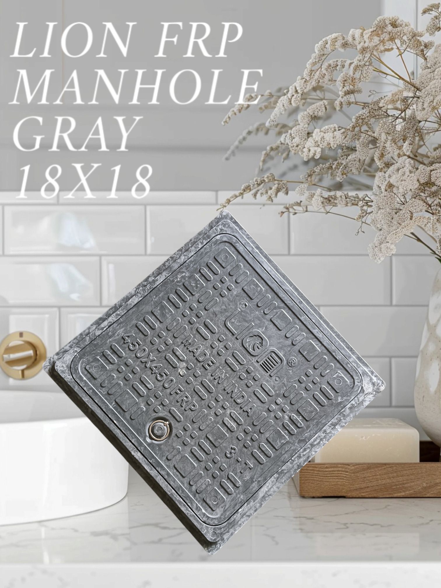 Lion Frp Manhole Cover 3 Ton 18 x18 - GRY Flush Tank Lid-image-22