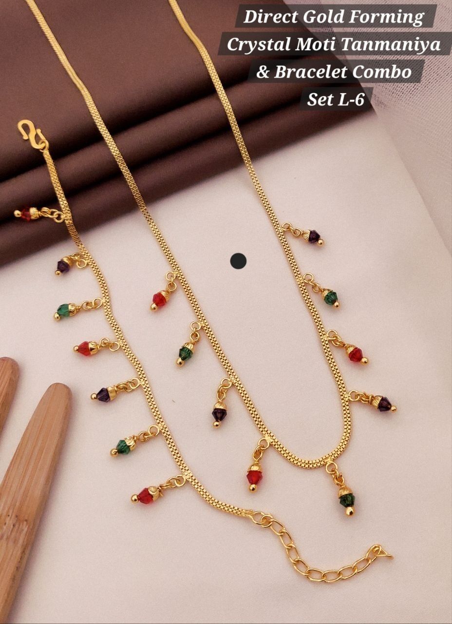 Direct Gold Forming AD Stone Tanmaniya & Bracelet Combo Set Alloy Tanmaniya-image-29