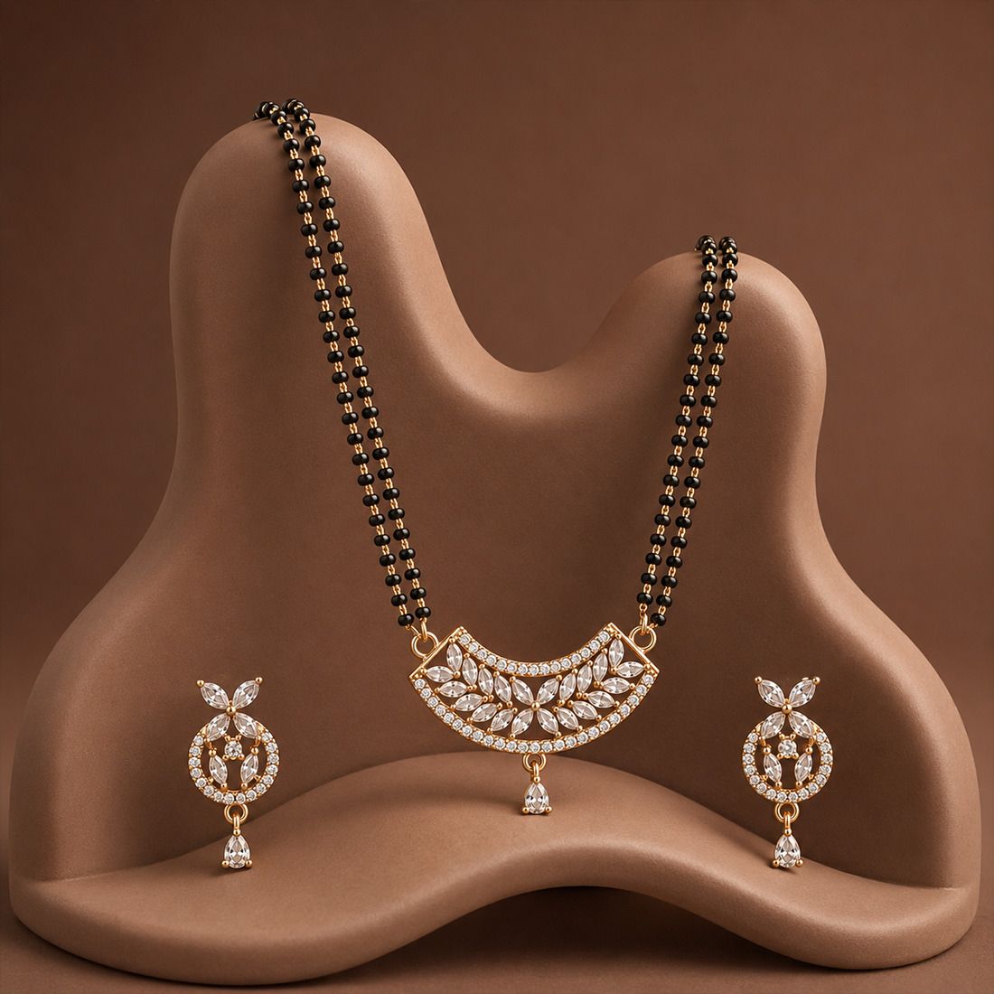 SOLIBELLE Alloy Rose Gold-plated Gold Jewel Set (Pack of 1) Alloy Mangalsutra-picture-16