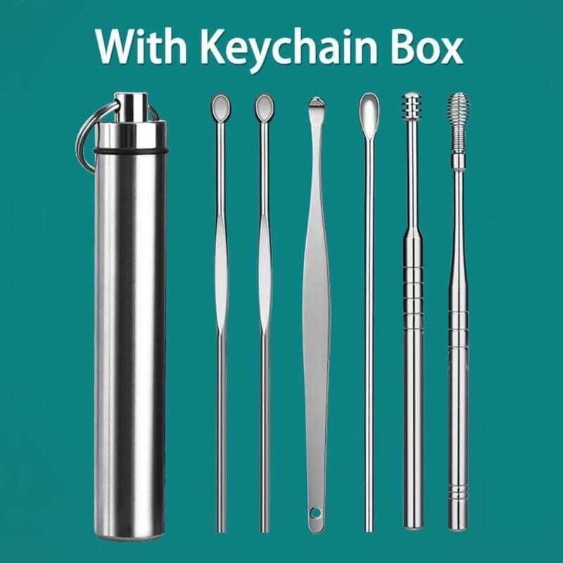 Good quality 6 PCS Ear Cleansing Tool Set with Keychain Box-image-46