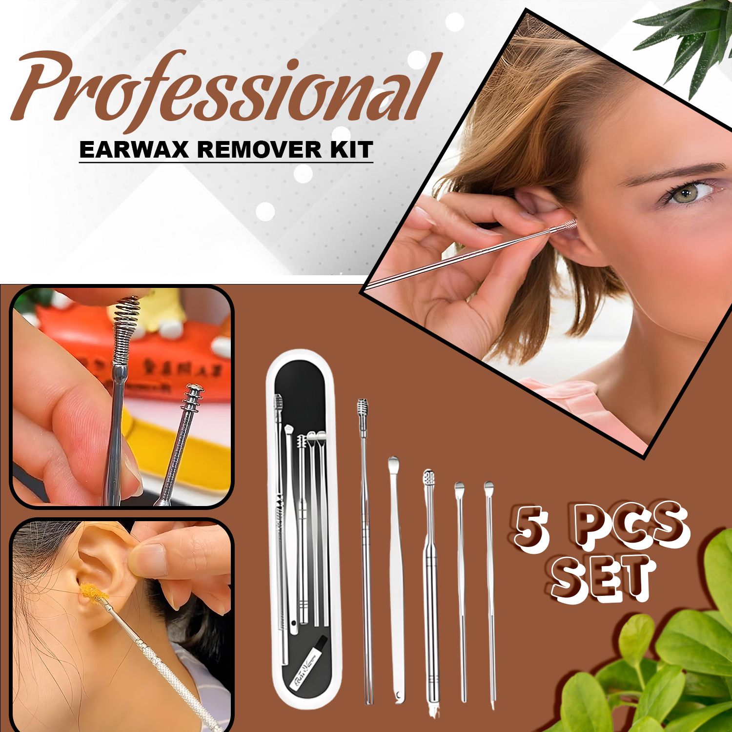 5Pcs Ear Pick with a Storage Box Earwax Removal Kit | Ear Cleansing Tool Set