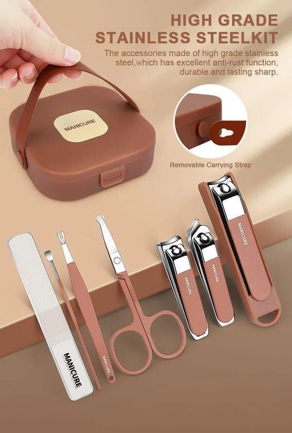 asha smart living Premium 8-in-1 Stainless Steel Manicure & Pedicure Kit with Travel Case-picture-11