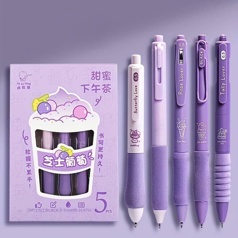 super toy 0.5mm Black Gel Pens Set, 5PCS Retractable Fine Tip for Writing & Planner-picture-7
