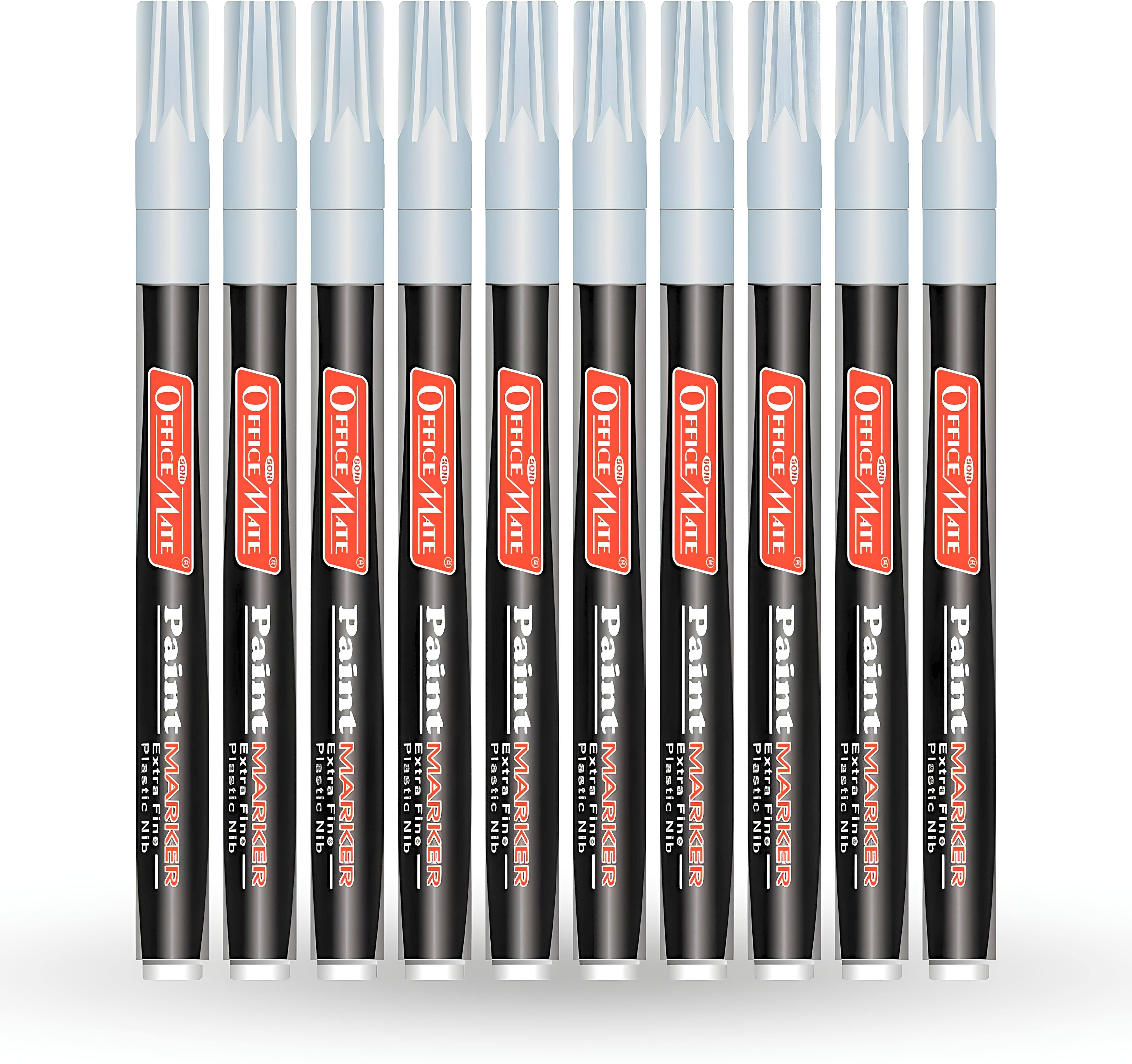 soni officemate Fine Tip Paint Markers (10pcs), Silver, Pack of 1 – Vibrant Colour, Non-Toxic-picture-31