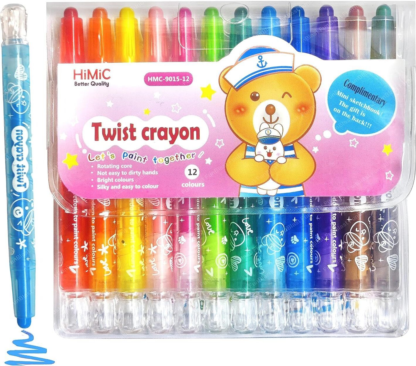 JBR Twist Crayons for Kids -12 Pcs Crayon Set, Coloring Kit for Kids-image-7