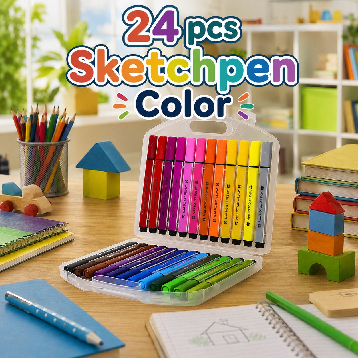 pulsbery Rainbow Draw 24 Kids Coloring Pen Set (pack of 1)-picture-43