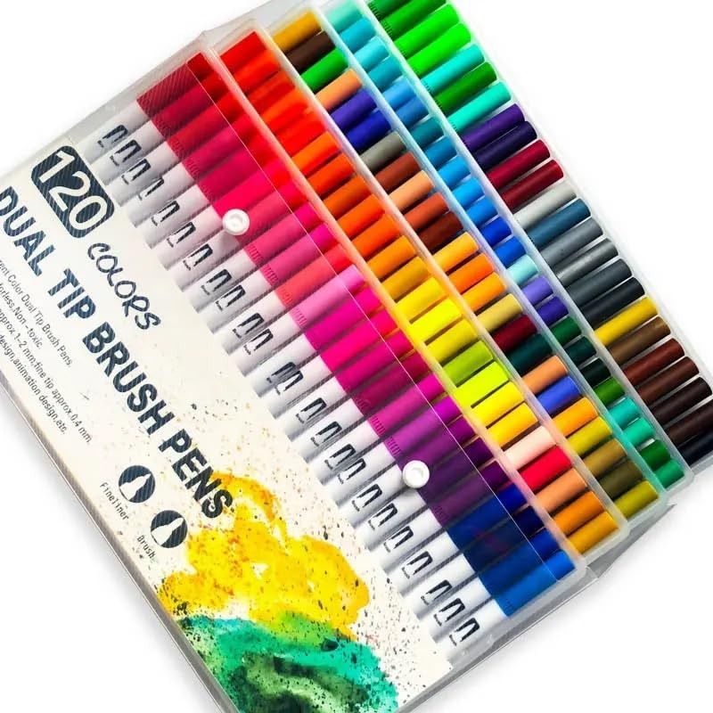 krytone Dual Brush Marker Pens, 120 Colors Art Markers Set with Fine Tip and Brush Tip-picture-23