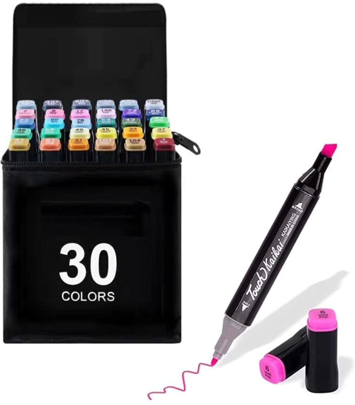 30 Color Double Tipped Art Marker Set of Coloring Brush & Chisel,Refillable-image-23