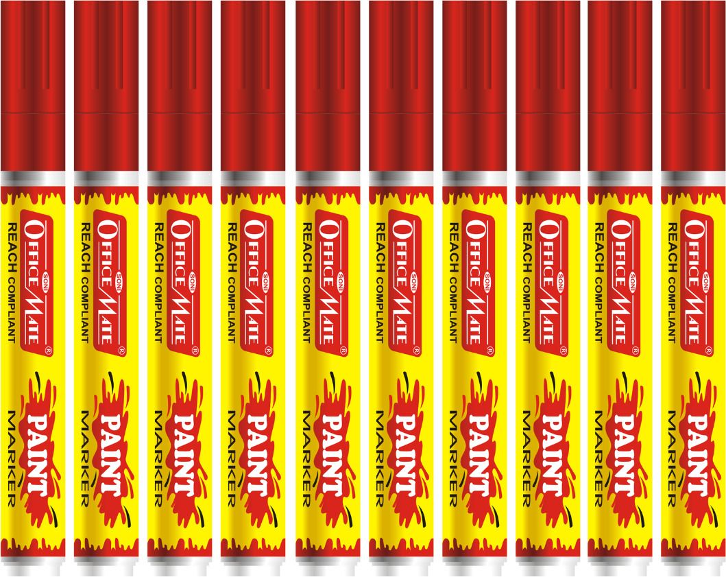 Regular Paint Marker Red (10 Pcs) Pack of 1 | Permanent Marker for Multi-Surface-image-34