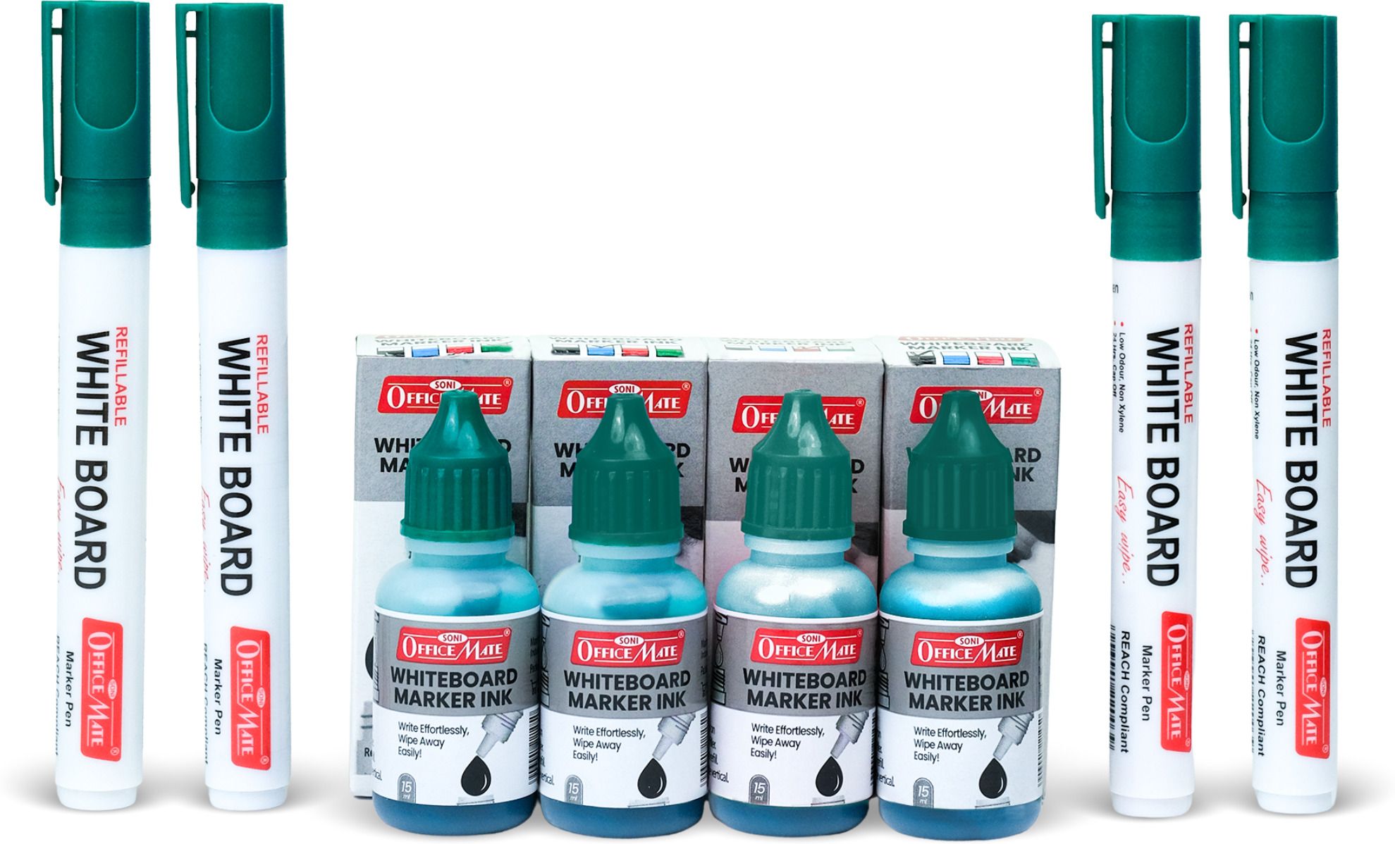 soni officemate Permanent Combo Green 4 Permanent Markers + 4 Permanent Markers Inks) Pack of 1-picture-16