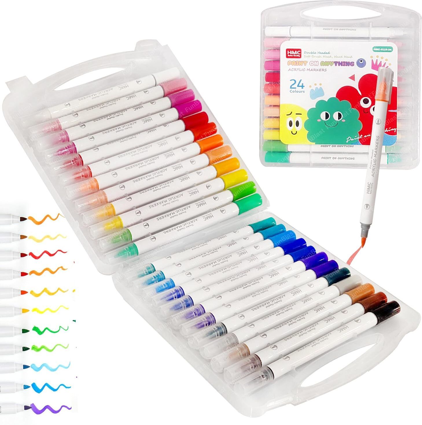 Acrylic Marker Set - 24 Colors, Water-Based Paint Pens-image-30