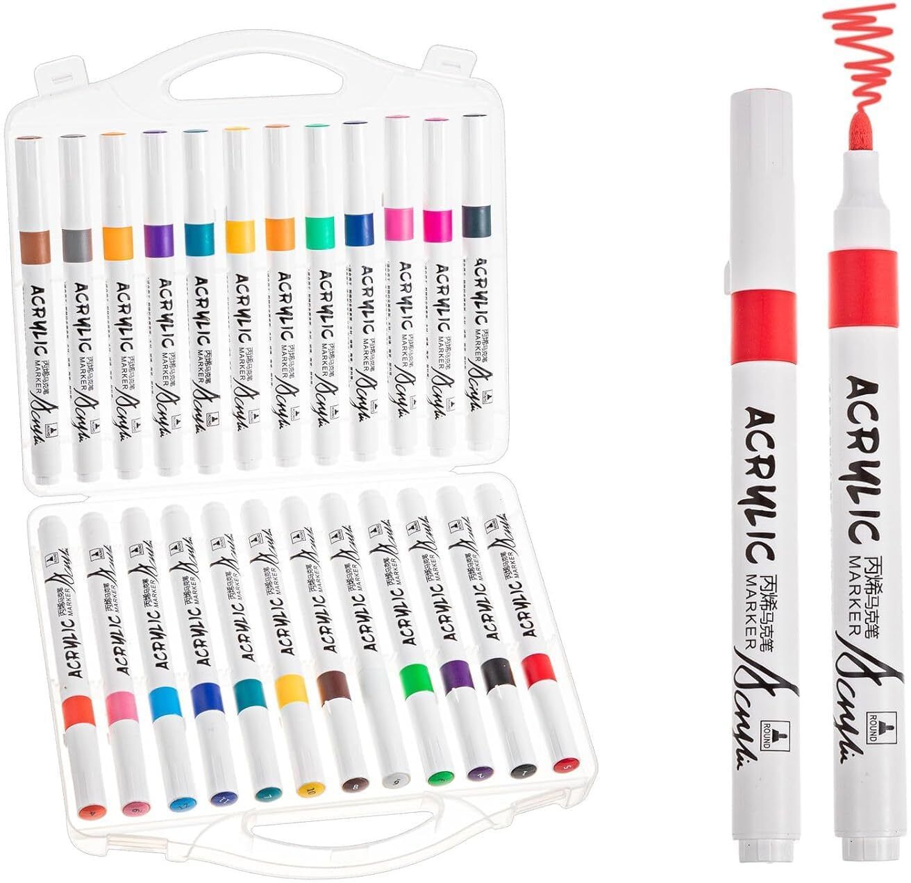 24 Pack Acrylic Paint Bold Point Markers For Rock Wood Canvas Glass Ceramic Arts-image-25