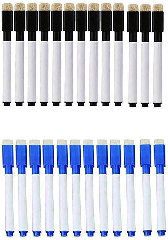 Magnetic Whiteboard Pen Erasable Marker Office School BLACK & BLUE- 25 PCS-image-11