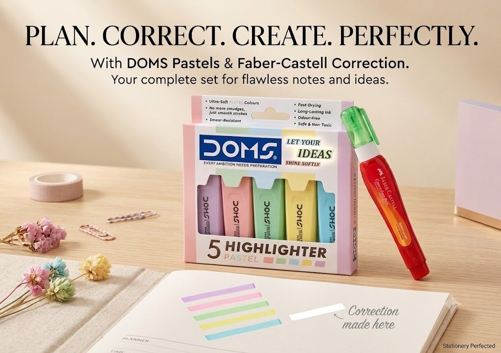 doms Pastel 5 Shades OFFER PACK Hi-lighter Pouch Pack | Flexible Line Width-picture-25