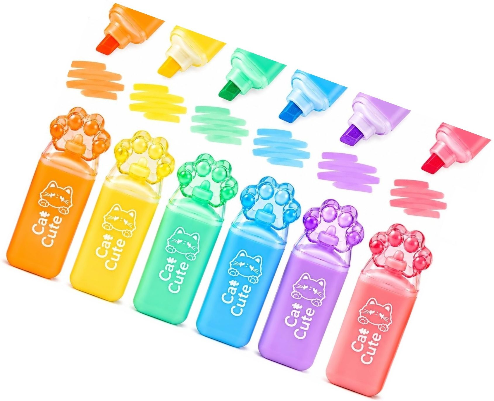 6 Cute Mini Cat Pastel Highlighters Markers Pen Set for Kids,School,Office - C41-image-37